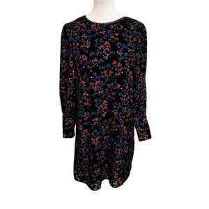 NEW Draper James Floral Velvet Shift Dress Black Red Blue Size XS